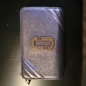 Marc Jacobs metallic silver bifold wallet with side zipper